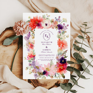 Convites Casamento Floral do Jardim de Aquarela primavera