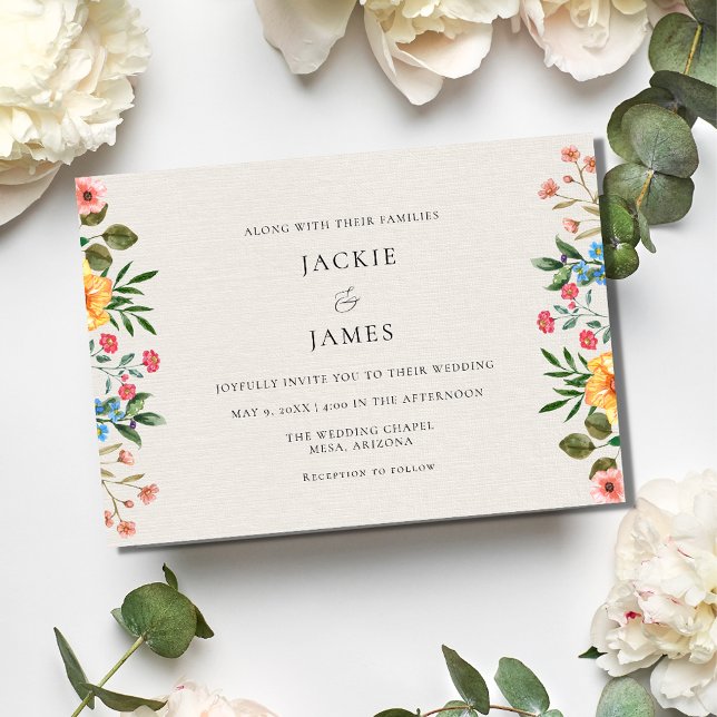 Convites Casamento Floral do Jardim de Flores Selvagens (Wildflowers Garden Floral Wedding Invitation)