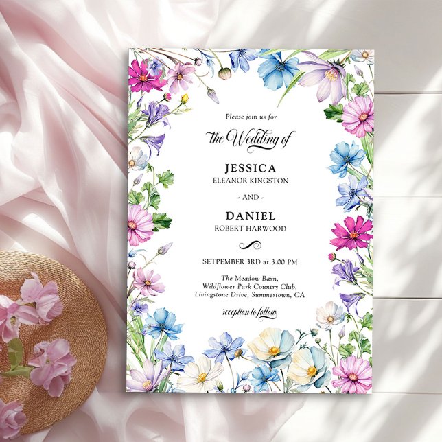 Convites Casamento Floral do Jardim de Flores Selvagens Ele (Wildflower Garden Wedding Invitation by Darling & May)