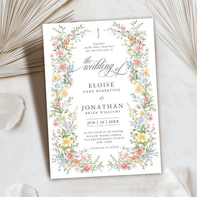 Convites Casamento Floral do Jardim do Primavera de Pastel  (Soft Pastel Ornate Spring garden floral wedding invitation)