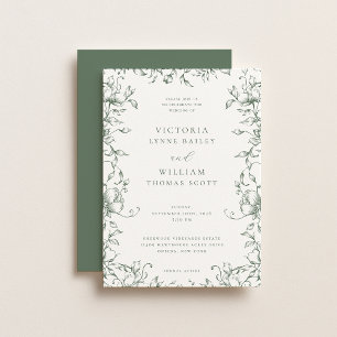 Convites Casamento Floral do Jardim Verde Sage