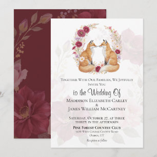 Convites Casamento Floral do outono de Fox Reprodutor