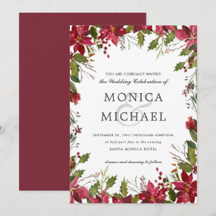 Convites Casamento floral do quadro do inverno do Natal de