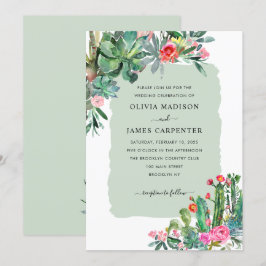 Convites Casamento Floral do Suculente Cactus Greenery