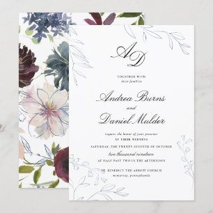 Convites Casamento floral do tom temperamental da jóia