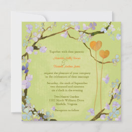 Convites Casamento Floral do Verde limão primavera Dois Cor
