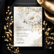Casamento Floral Dourado com Cinzas Douradas Marbl