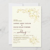 Casamento Floral Dourado com Listras Burgundy Prof