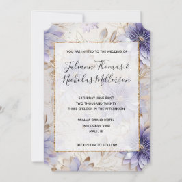 Convites Casamento Floral Dourado com Pérola bonito