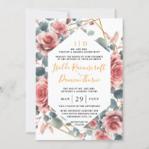 Casamento Floral Dourado de Mauve Rosa-Rosa-Elegan