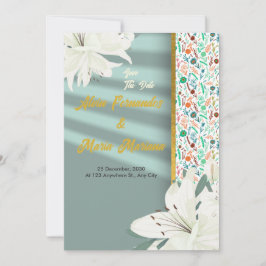 Convites Casamento Floral Dourado Elegante