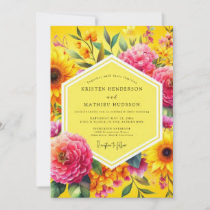 Convites Casamento Floral Dourado em Flor