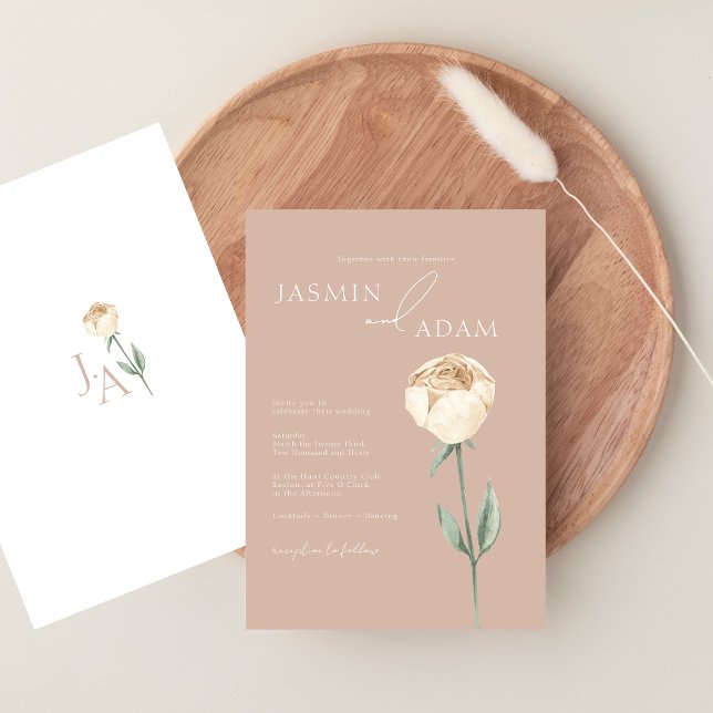 Convites Casamento Floral Dourado Rosa Rosa Rosa Rosa Rosa  (Simple Elegant Blush Pink Rose Gold Floral Wedding Invitation)