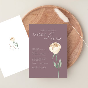 Convites Casamento Floral Dourado Rosa Roxo Elegante Simple