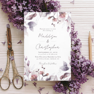 Convites Casamento Floral Dusty Purple
