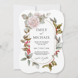 Convites Casamento Floral e Sempre-Verdes Romântico de Inve