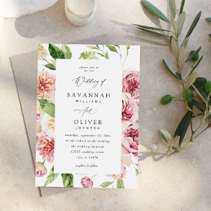 Convites Casamento Floral e Verde Rosa e Pêssego V2