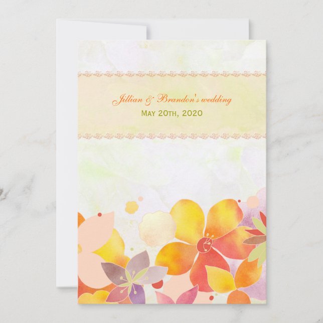 Convites Casamento Floral Elegance MidSummer (Frente)