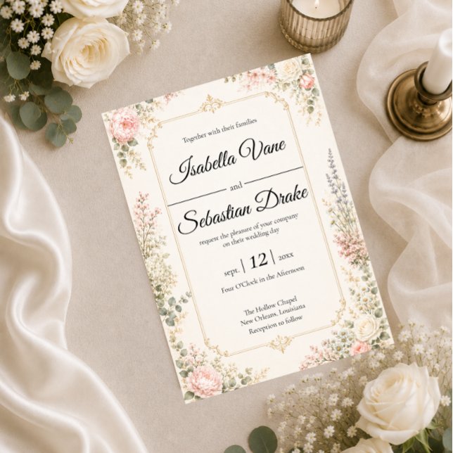 Convites Casamento Floral Elegante (Criador carregado)