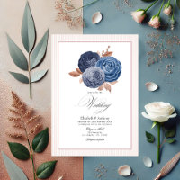 Casamento Floral Elegante Azul e Rosa Dourado