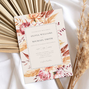 Convites Casamento Floral Elegante Boho Chic