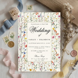 Convites Casamento Floral Elegante Bordadura Botânica Vinta