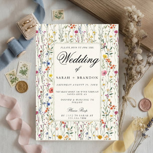 Convites Casamento Floral Elegante Bordadura Botânica Vinta