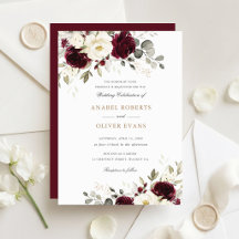 Casamento Floral Elegante Borgonha Branco Verde