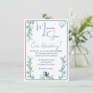 Convites Casamento Floral Elegante Branco e Tons Verdes