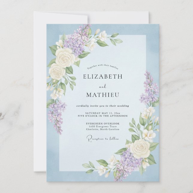 Convites Casamento Floral Elegante com Vinca (Frente)