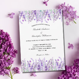 Convites Casamento Floral Elegante de Aquarela lavanda