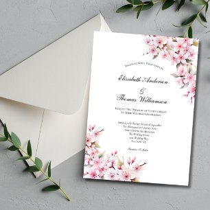 Convites Casamento Floral Elegante de Cerejeira Rosa Sakura