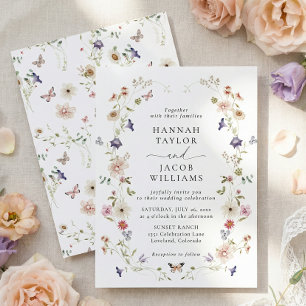 Convites Casamento Floral Elegante de Flores Silvestres