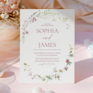 Convites Casamento Floral Elegante de Flores Silvestres em
