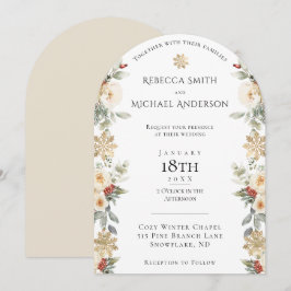 Convites Casamento Floral Elegante de Inverno em Arco