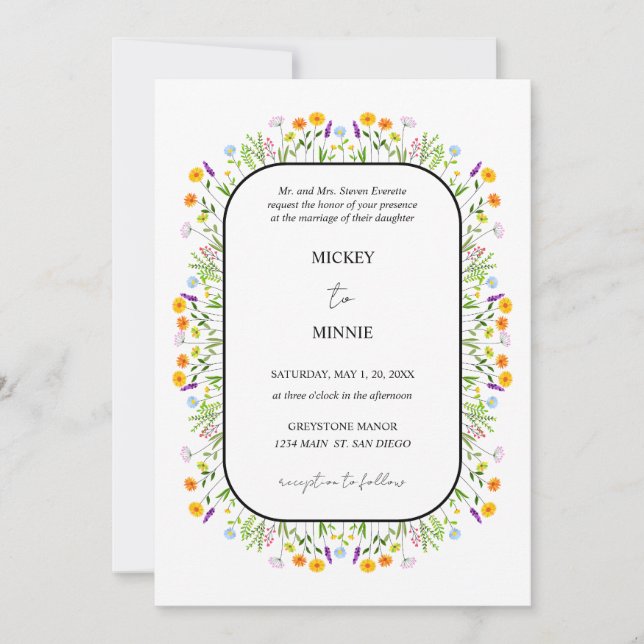 Convites Casamento Floral Elegante de Primavera (Frente)