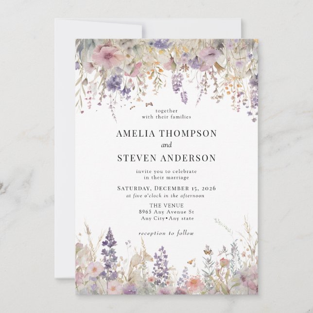 Convites Casamento Floral Elegante de Primavera (Frente)