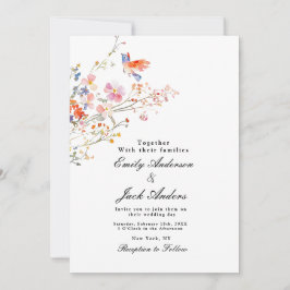 Convites casamento floral elegante desenhado à mão primaver