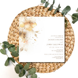 Convites Casamento Floral Elegante e Romântico de Outono