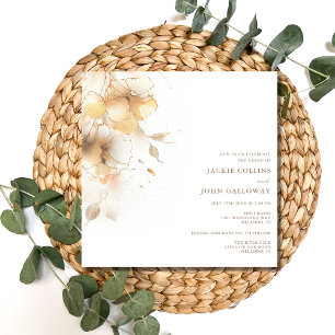 Convites Casamento Floral Elegante e Romântico de Outono