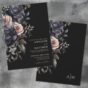 Convites Casamento Floral Elegante e Sombrio