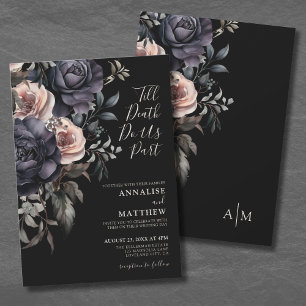 Convites Casamento Floral Elegante Gótico Rosas