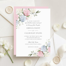 Casamento Floral Elegante Hortênsia Rosa e Azul