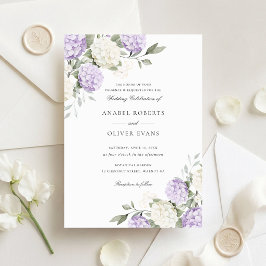 Convites Casamento Floral Elegante Hortênsia Roxa Verde
