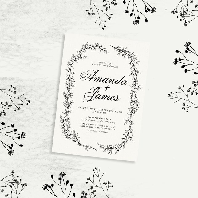 Convites Casamento Floral Elegante Minimalista (Criador carregado)