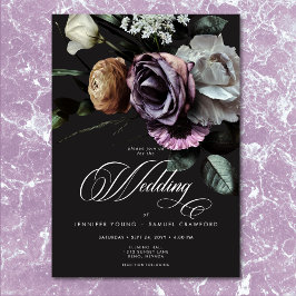 Convites Casamento Floral Elegante Moody Twilight Muted