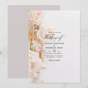 Convites Casamento Floral Elegante na Praia