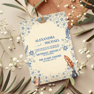 Convites Casamento Floral Elegante Periwinkle