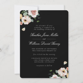 Convites Casamento Floral Elegante Preto
