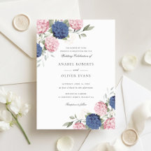 Casamento Floral Elegante Rosa e Azul Marinho Hydr